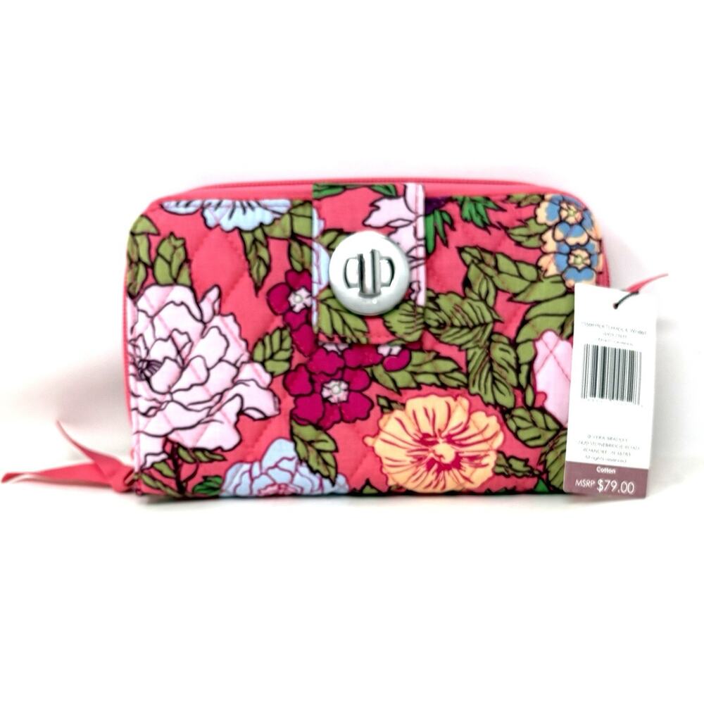 Vera Bradley Vibrant Gardenias Essential Turnlock Wallet Large NWT Floral EXACT